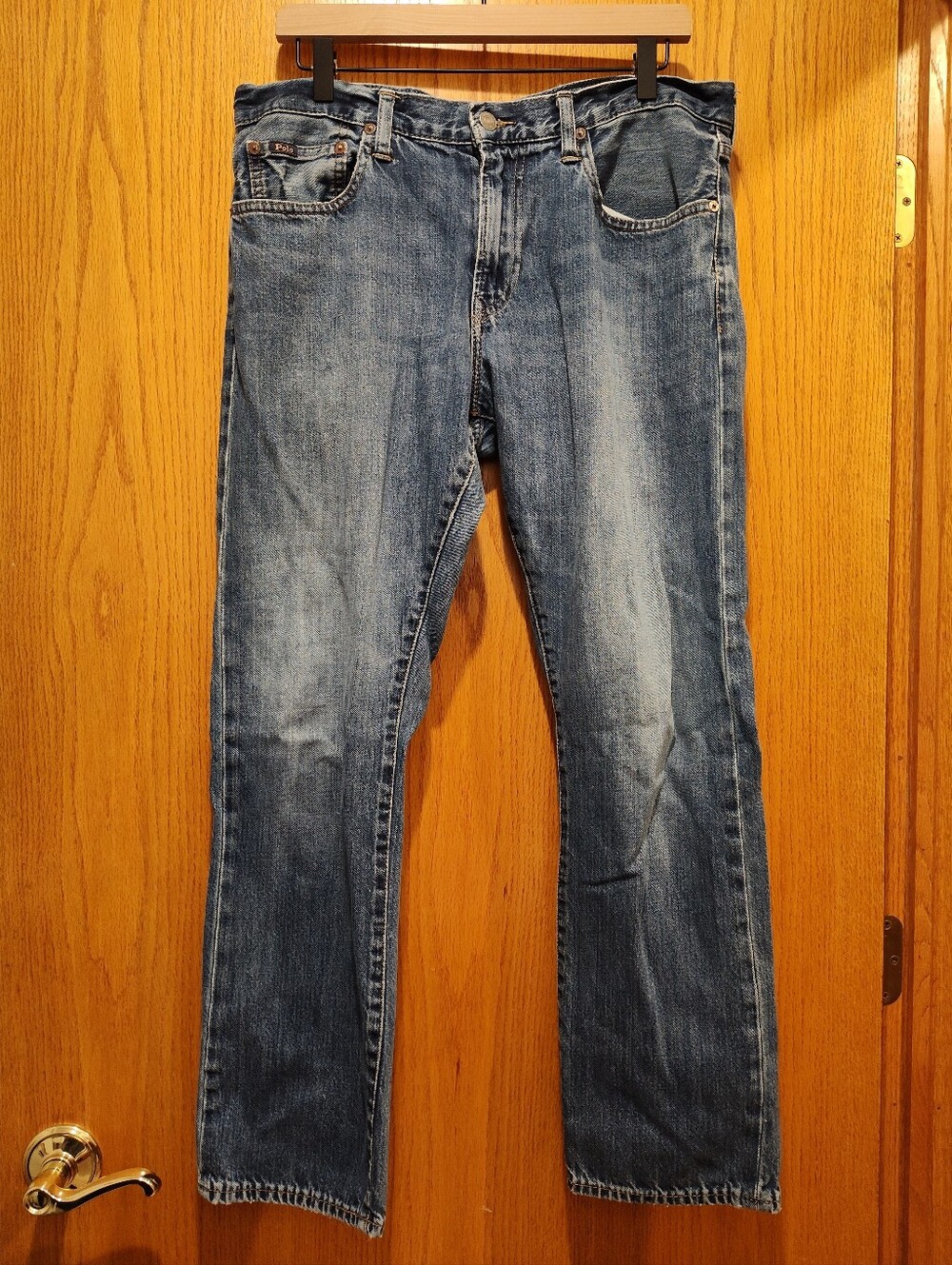 Polo Ralph Lauren Mens Blue Jeans 33x30 Med Wash The Varick Slim Straight Pants